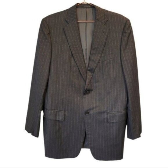 Ermenegildo Zegna100% Wool Striped 2 Button Closure Suit Blazer Jacket Gray